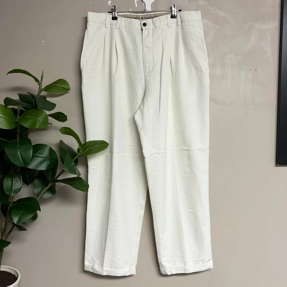 Havana Jacks Cafe Cream Pleated Rayon Baggy Trouser Pants